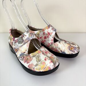 Alegria Mary Jane Comfort Shoes Kaitlyn-557 Floral Leather Women's 38 (US 7.5-8)